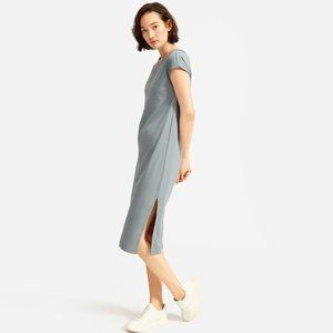Everlane Luxe Cotton Side-Slit Tee Dress Sage M